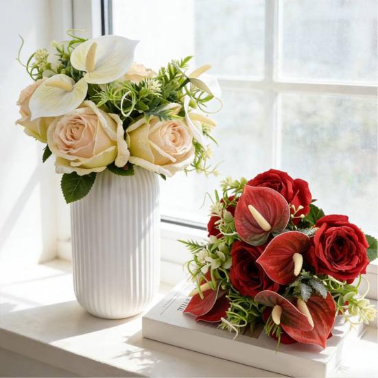 Artificial Rose Bouquet Simulated Fabric Not Wither Blooms All Year No Watering Needed Simulation Flower for Home Table Decorations