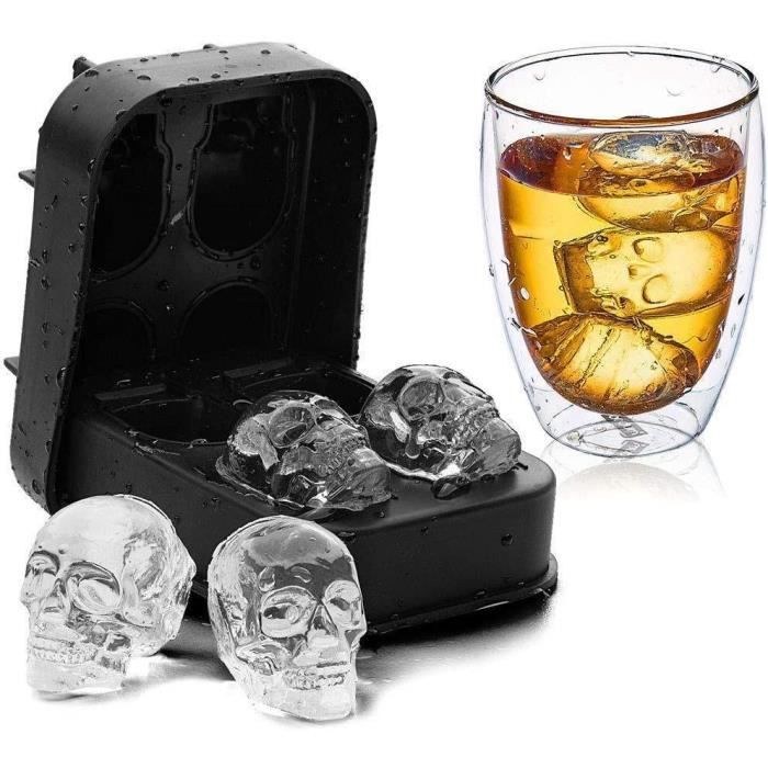 Kaimeilai Totenkopf-Eiswürfel, Eiswürfelform, 2 Eiswürfelformen in Totenkopf-Form, Silikon-Eiswürfelformen, Große Eiswürfel, Eis, 457