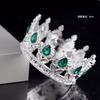 Round Inlaid Crystal Queen Grand Crown Dress Bar Mitzvah Princess Bridal Headwear Accessories