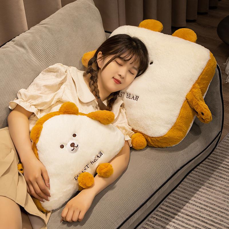 Plush Bear Toast Toy Back Cushion Stuffed Doll Bedrooms Decoration Gifts Kids