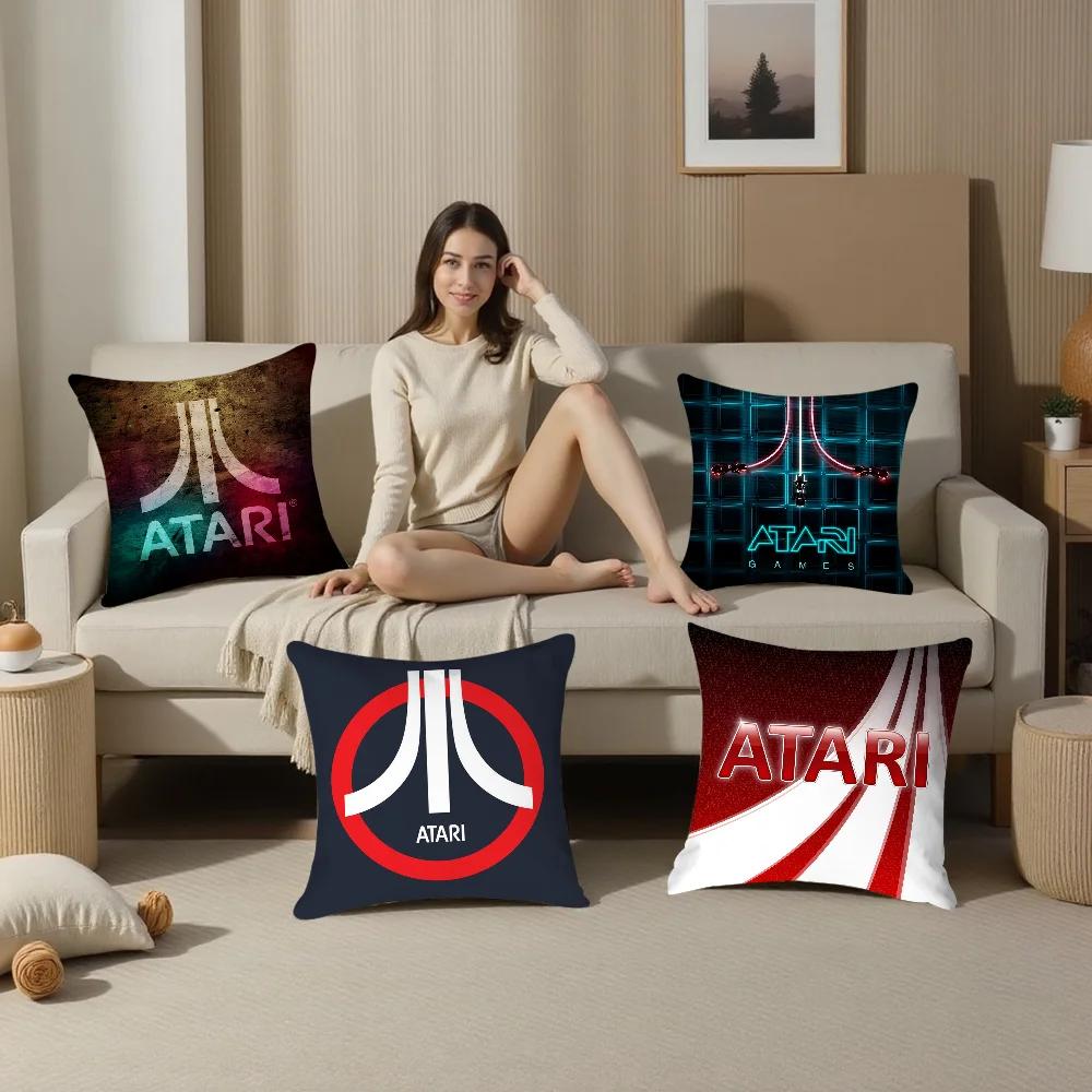 A-AtariS Game Logo Pillow Case Plush Fabric Soft Double Sided Print Sofa Cushion Cover Throw Pillow Covers