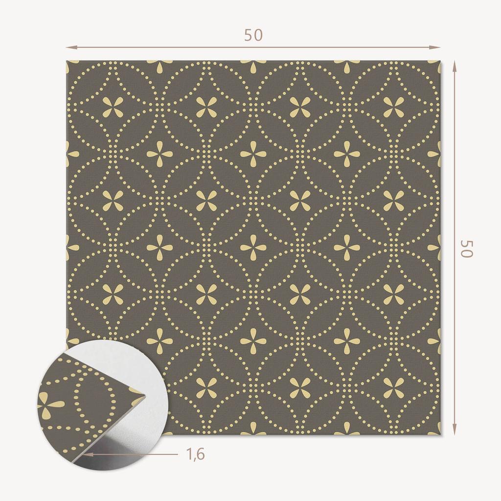 Pack of PVC Tiles with Pattern for the Living Room Self-Adhesive Pattern with Delicate Flowers 4x50x50 cm