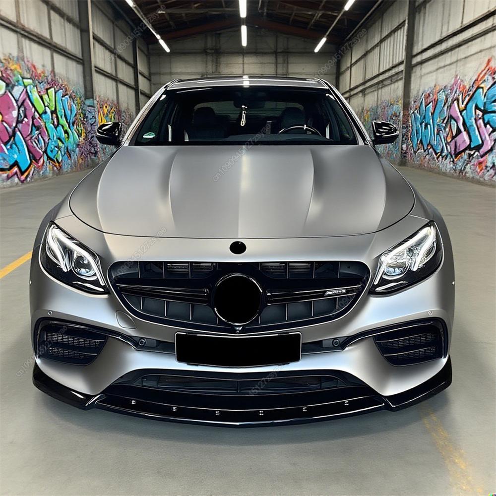 3Pcs Car Front Bumper Lip Spoiler Splitter Diffuser For Mercedes Benz E Class W213 E63 AMG 2016-2020 Bodykit Tuning Gloss Blcak