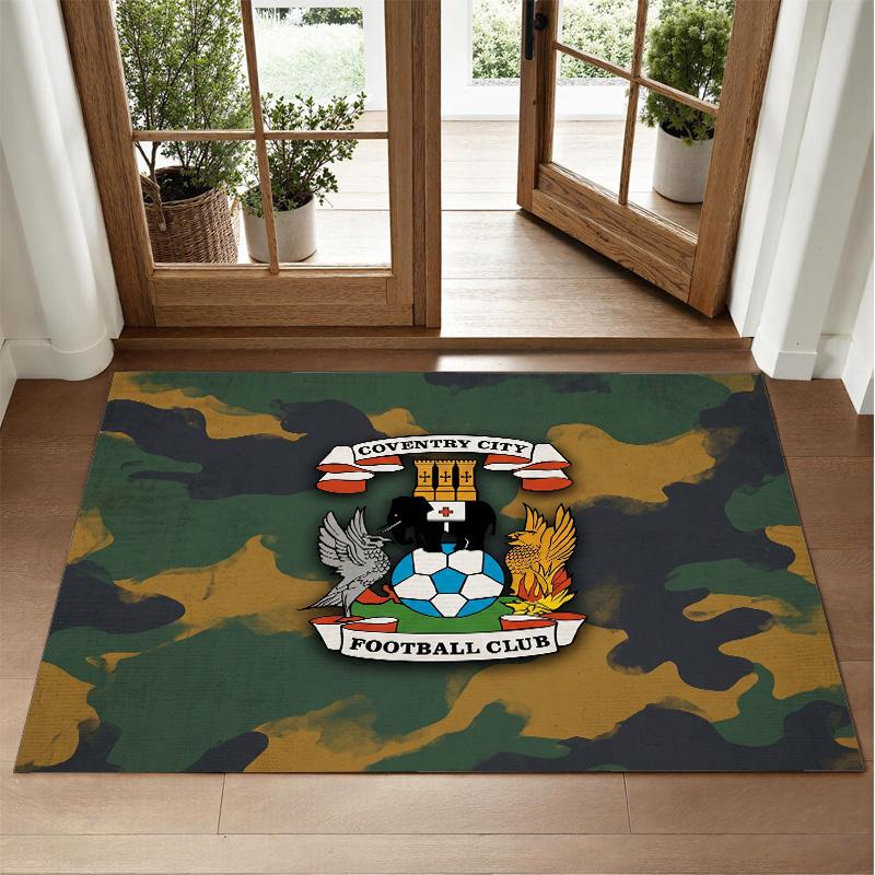 Coventry City Football Design Crystal Velvet Rug Soft Decorative Mat for Bedroom Entrance