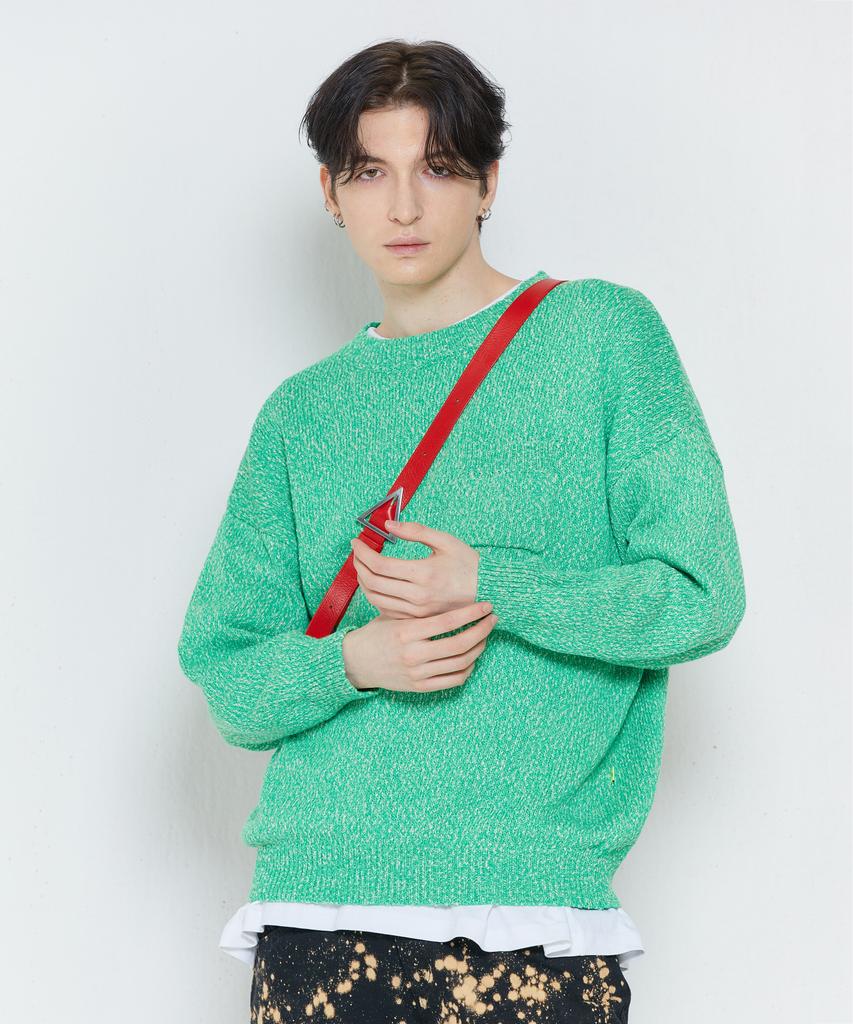 VERSE ONE Slub Knit Sweater Apple Green
