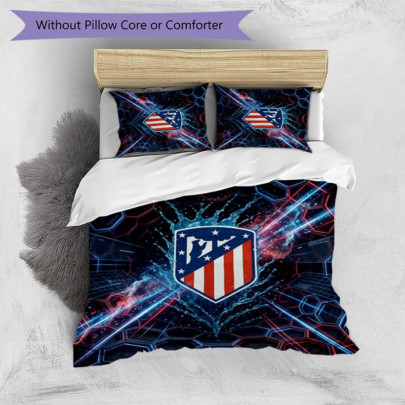Atletico Madrid Pattern Printed 3PCS Bedding Set Soft Skin-Friendly Washable Duvet Cover & Pillowcases Set All Season Bedroom