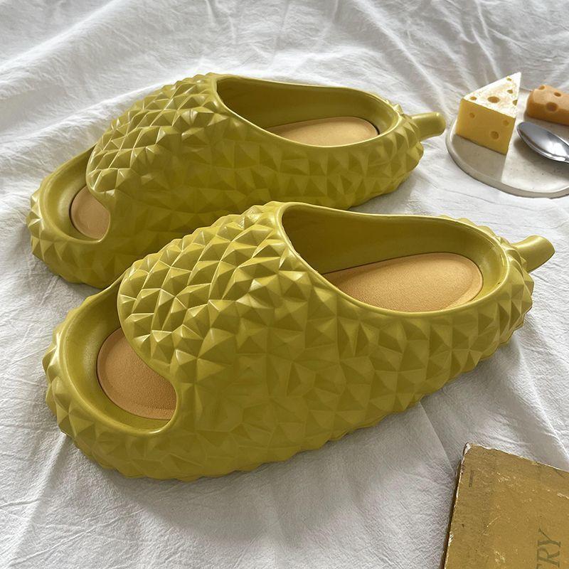Ins Durian Thick-soled Slippers Women's New Summer Wear Non-slip Indoor Home Soft Bottom Cool Slippers Men