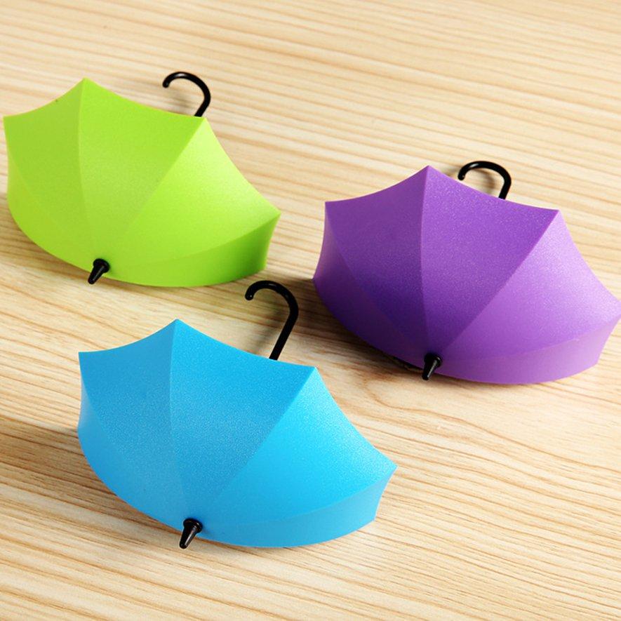 BS Creative Umbrella Shaped Strong Glue Hook Colorful Hooks Nailless