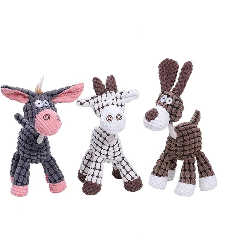 New Three-color Optional Dog Bite Sound Toy Funny Donkey Bite Resistant Grinding Teeth No Wound Nose Pet Plush Toy