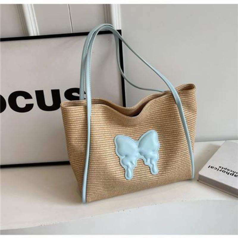 Summer Woven Bag Women's New Fashionable Large Capacity Commuting Shoulder Bag Tote Bag