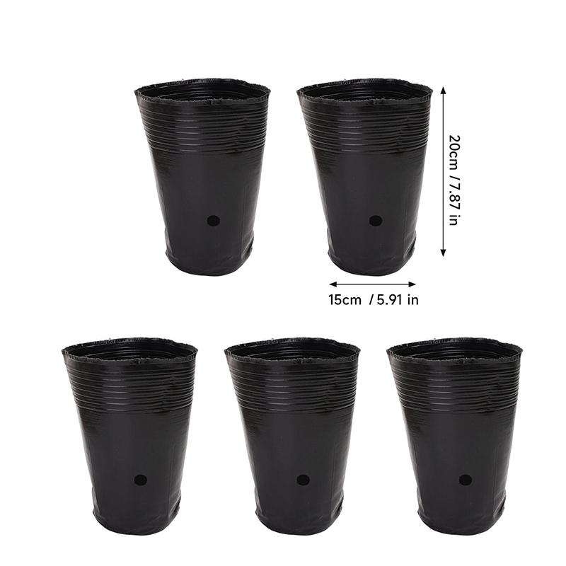 Large Black Seedling Cups Plastic Nursery Pots Thickened Seed Starting Grow Bags Garden Flowers Plants Breathable Container Box 5PCS