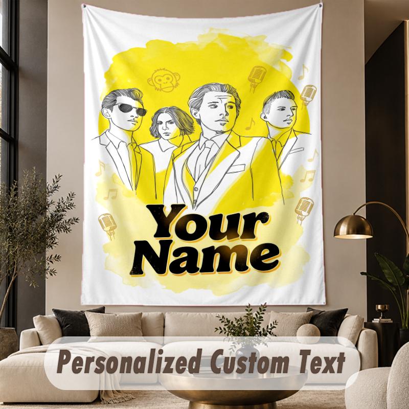 Custom Text Printed Tapestry Arctic Monkeys Pattern Large Wall Hanging Indoor Room Decor