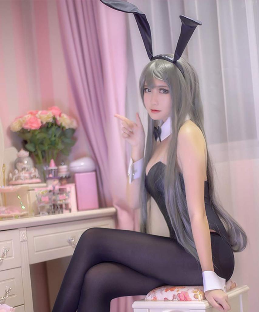 Rascal Does Not Dream of Bunny Girl Senpai Mai Sakurajima Cosplay Costume with Wig [Milky Time] (Size M)