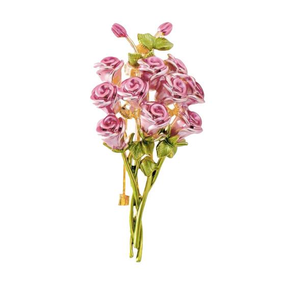 Day Brooch 3D Enamel Rose Flower Bouquet Design Brooch Suit Lapel Sweater
