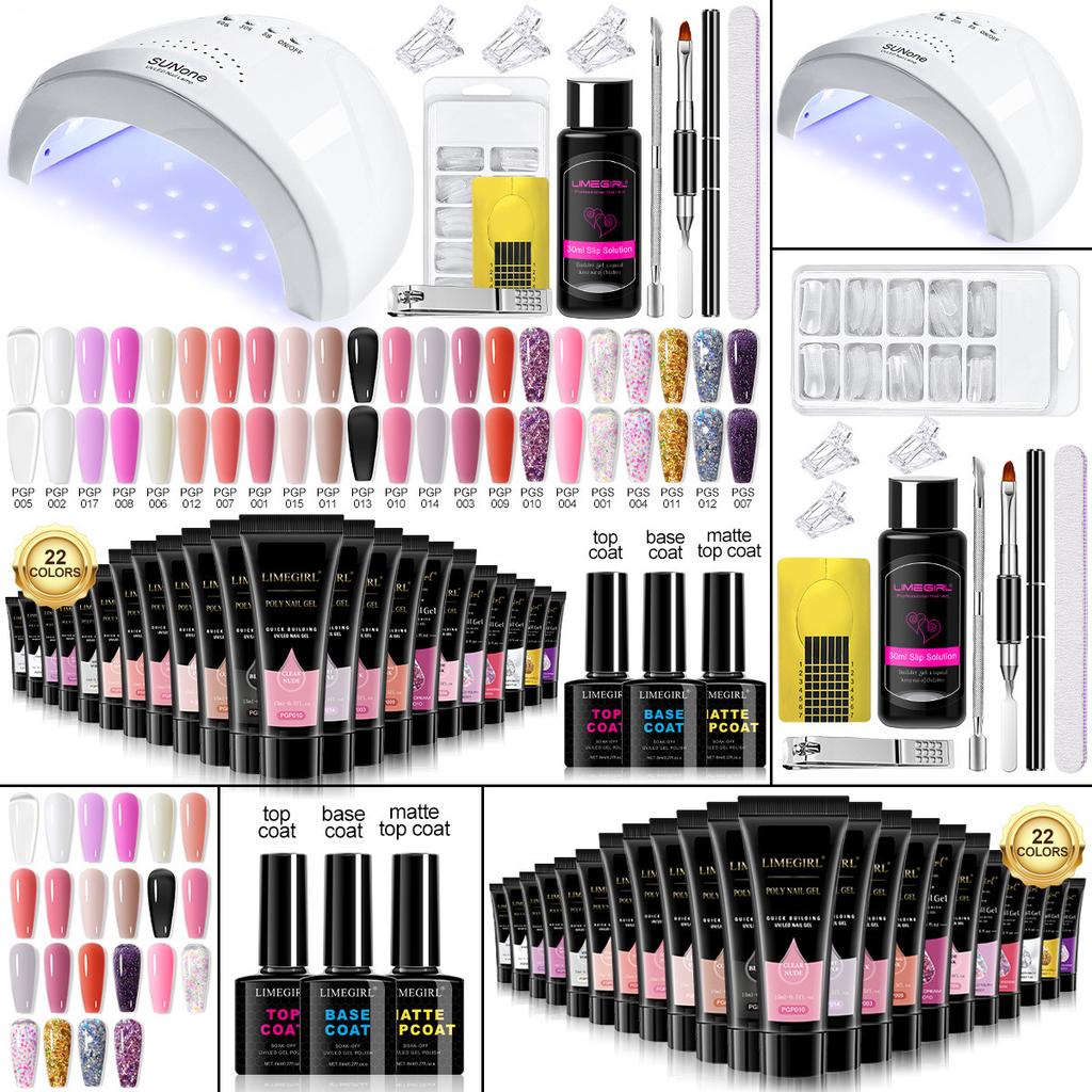 All-in-One Nail Tool Kit: Gel Polish, Builder & Extension Gel, Nail Lamp, Buffer, and Finishing Gel