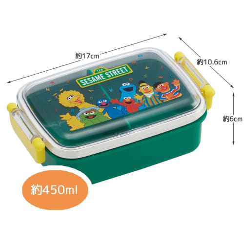 Skater Children's Lunch Box 1 Tier 450ml Fluffy Dome Shape Antibacterial Kids Lunch Made In Japan Sesame Street Boys Girls RBF3ANAG