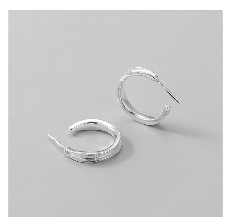 Korean Style Retro C-Shaped S925 Sterling Silver Earrings