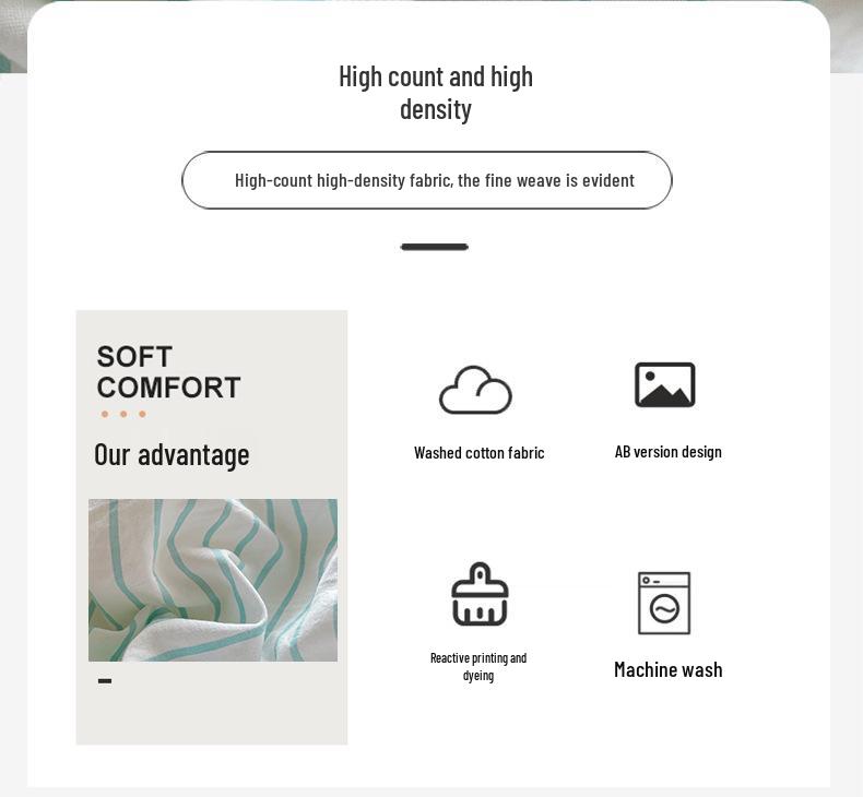 Minimalist Washed Cotton Bedding Set: Three-Piece for Dorm Beds, Includes Sheet, Duvet Cover, and Four Pillowcases