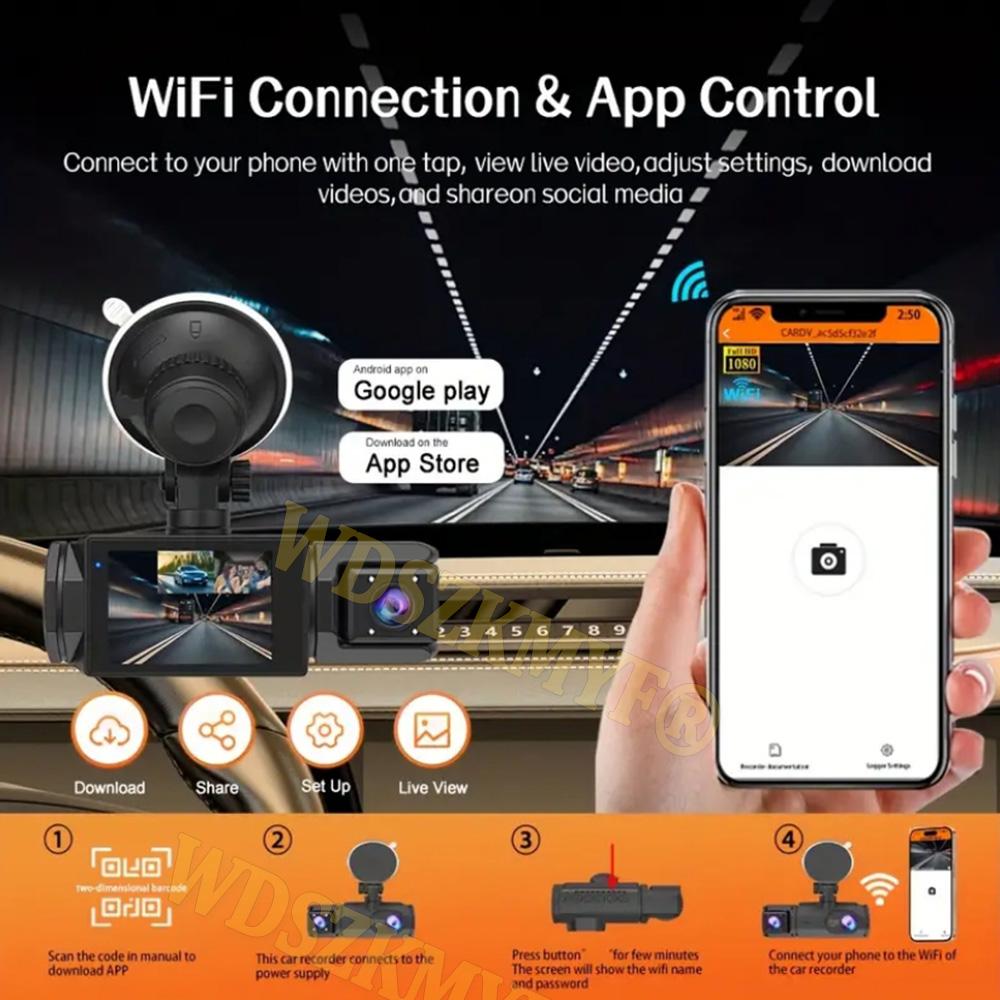 WIFI APP Dash Cam for Car 2/3 Channel Front Rear Camera 1080P Video Recorder Dashcam Black Box Car DVR Optional Rear View Camera