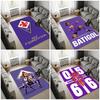 ACF Fiorentina Football Club Area Rug, Purple And Beige Cross Pattern Logo Floor Mat, Non Slip Carpet for Living Room Bedroom Soccer Fan Decor