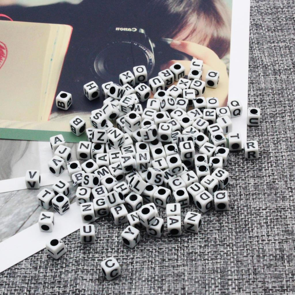 50g/Pack Cubic Alphabet Letter A-Z Loose Beads DIY Necklace Bracelet Finding