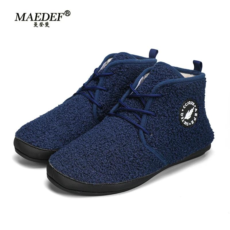 

MAEDEF Men Winter Shoes Home Cotton Fluffy Plush Designer Flats 2025 Casual Platform Couple Shoes Warm Soft Large Size Men Shoes 39