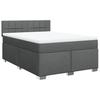 Box Spring Bed with Mattress Dark Grey 140 X 190 Cm Fabric