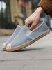 Men Blue Denim Canvas Shoes Social Shoe Male Casual Loafers Designer Shoes Breathable Comfortable Summer Shoe Fashionable Lazy