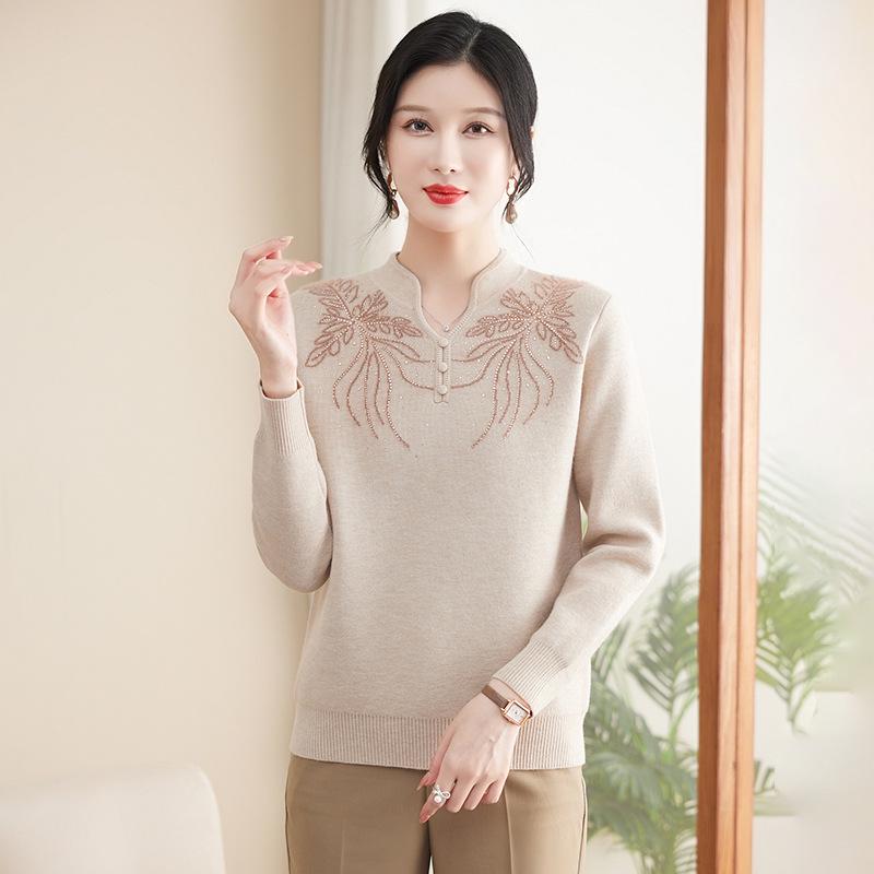 

Женский флисовый свитер большого размера 2024 - Толстый зимний базовый слой для женщин среднего и пожилого возраста 4XL (recommended 145-160 jin)