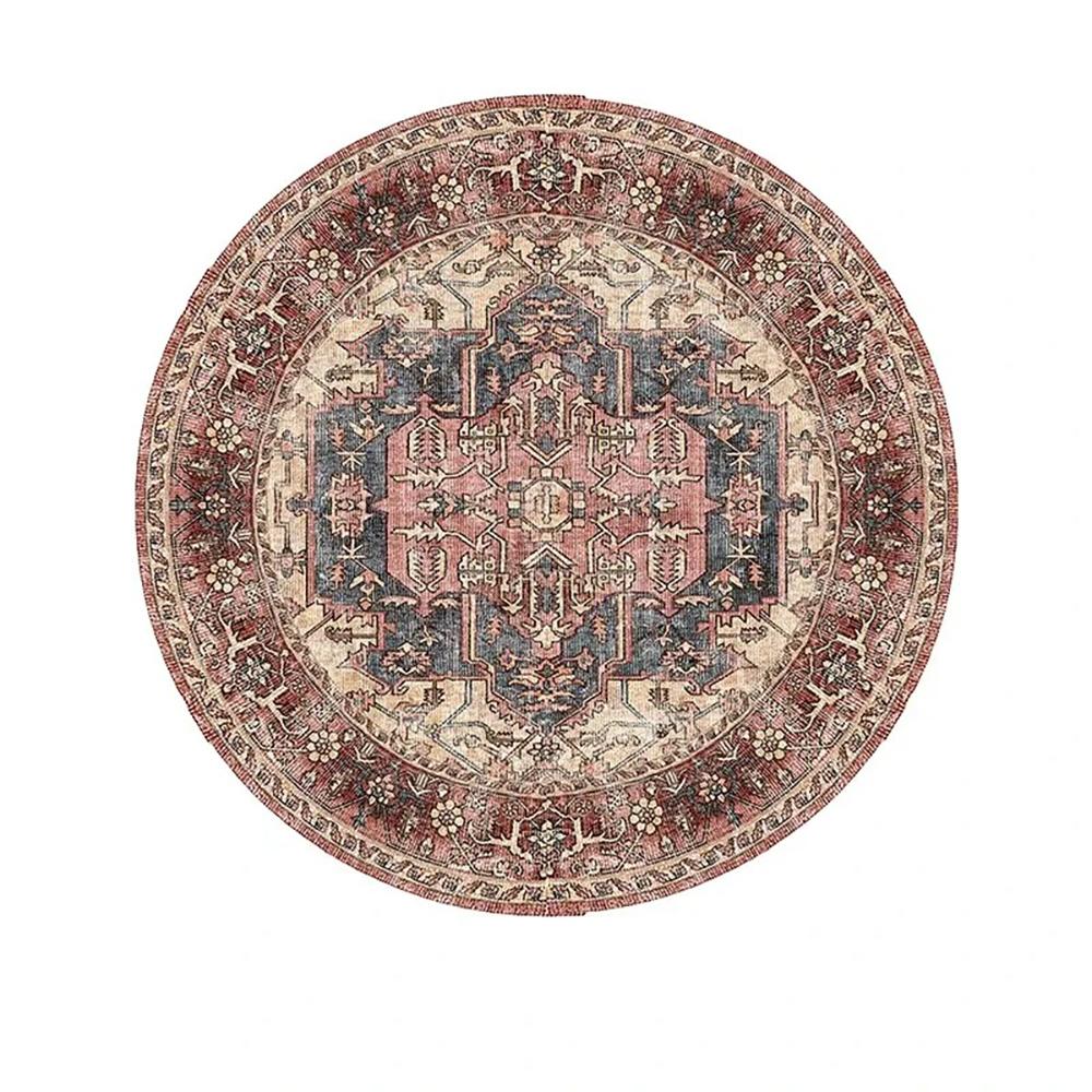 

VIKAMA Богемный Ретро Круглый Петлевой Ковер - Винтажный Круглый Ковер для Кофейного Столика, Дивана и Спальни Нескользящий Домашний Декор 60cm 24inch