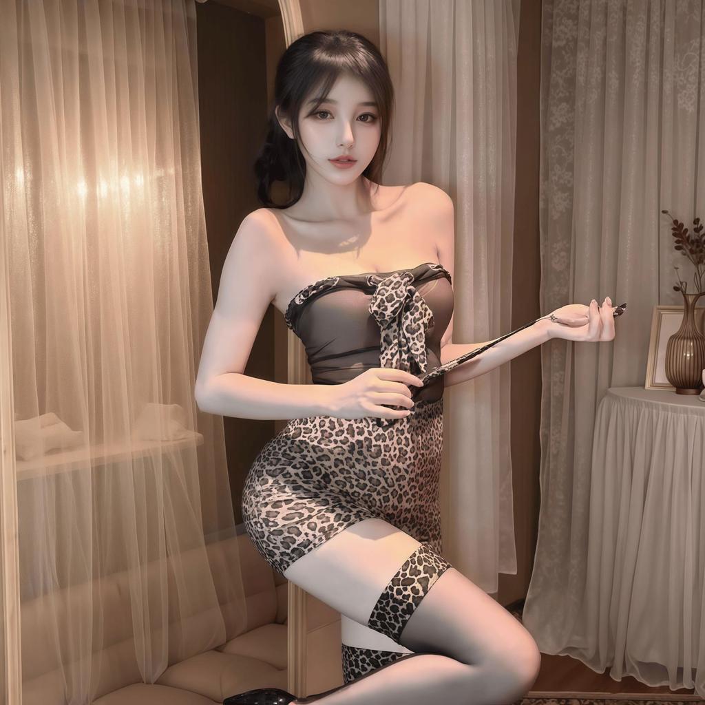 Sexy lingerie babes pure lust bunny leopard print tube top hip skirt sexy perspective ol secretary uniform