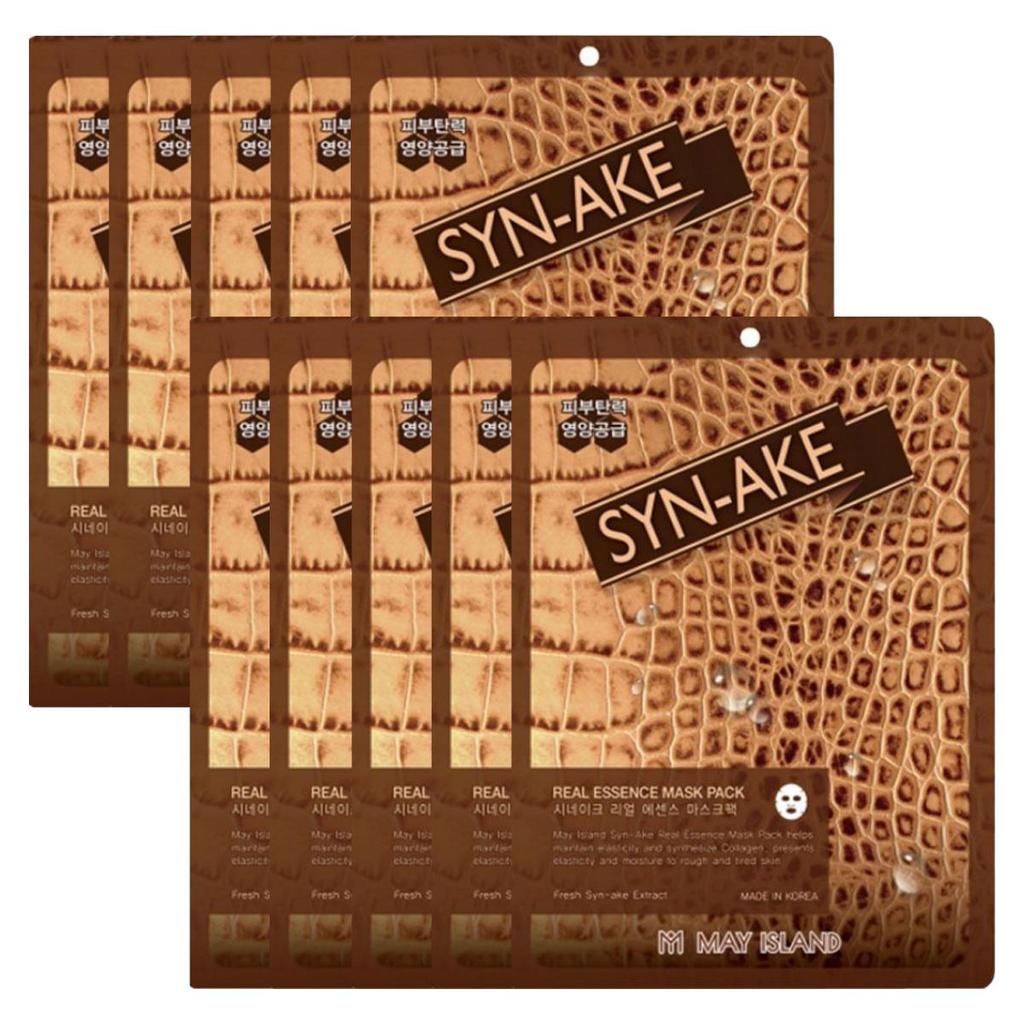 May Island Syn-Ake Real Essence Mask Pack 25ml X 10ea Anti-Aging Firming Facial Sheets
