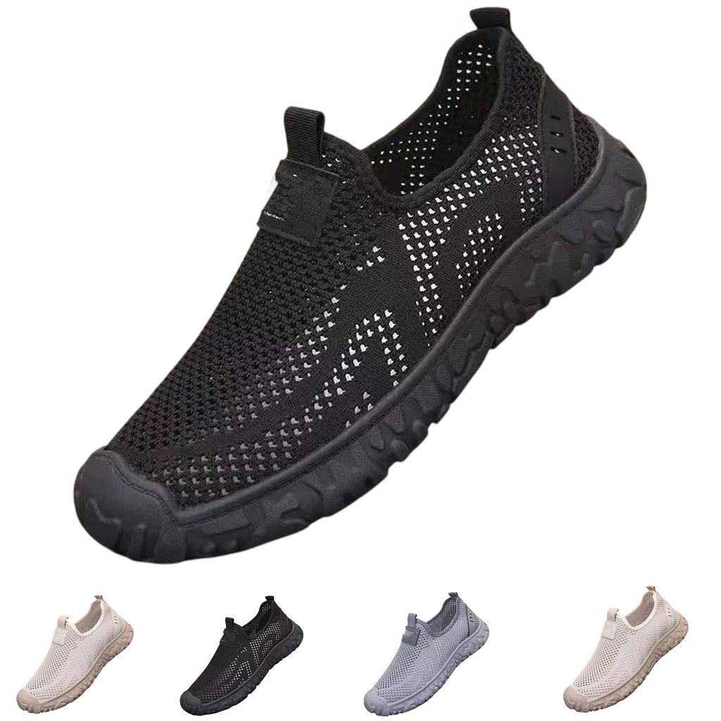 Men's Breathable Hollow Out Mesh Casual Shoes Lightweight Slip On Flexible Sole Comfortable Walking Sneakers