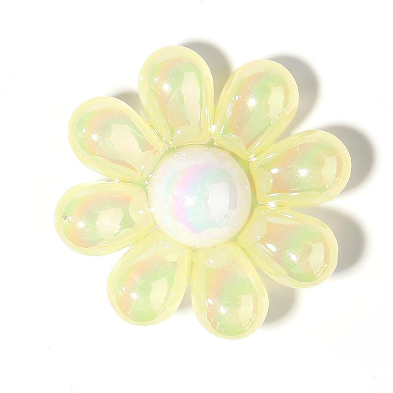 5Pcs/Lot Acrylic Beads Clear Plated Candy Color Cartoon Flower 3.3mm Large Hole Beads Diy Jewelry Bracelet Necklace Accessories