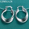URMYLADY 925 Sterling Zilver 25mm Oorbellen met Meerdere Ringen Oorringen voor Vrouwen Charm Bruiloft Verloving Mode Party Sieraden