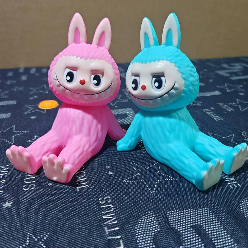 Labubu Blind Box The Monsters Heart-Moving Macaron Doll Mobile Phone Holder Figure Tabletop Ornament Doll Kid Birthday Gift