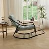 Outdoor Rocking Chair, Comfy Cushion, with Soft Thick Cushion,for Living Room, Bedroom, Reading Room, Black Frame with Light green Cushion