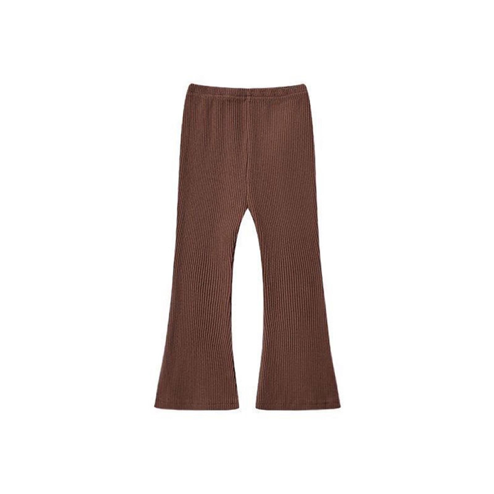 

Леггинсы-клеш для девочек, хлопковые брюки-клеш для девочек, брюки-клеш с высокой талией, облегающие леггинсы для йоги для детей 150 кофейный