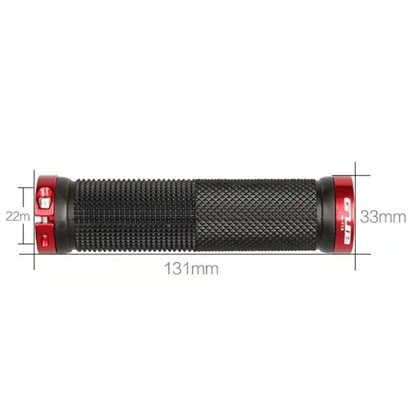PE Rubber MTB Grips Alloy Cuffs Bilateral Lock Bicycle Handle Grip Anti-skid Cycling Handlebar Sleeve BMX Bike Accessories