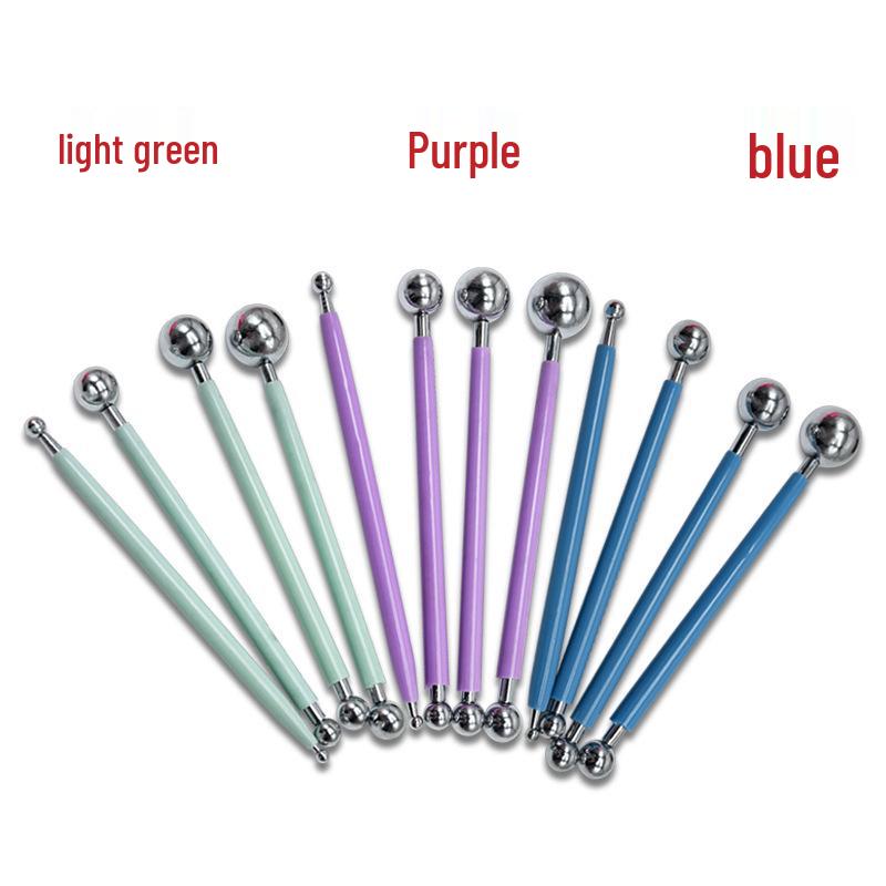 4-Piece Fondant Carving & Shaping Tool Set - Steel Eight-Head Pen for Sugar Flowers & Cake Molds