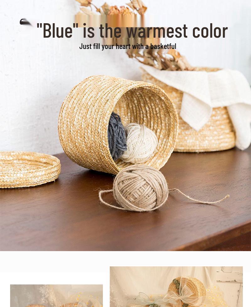 Woven Straw Storage Basket for Toys, Desktop Organizing, Cosmetics, or Gifts