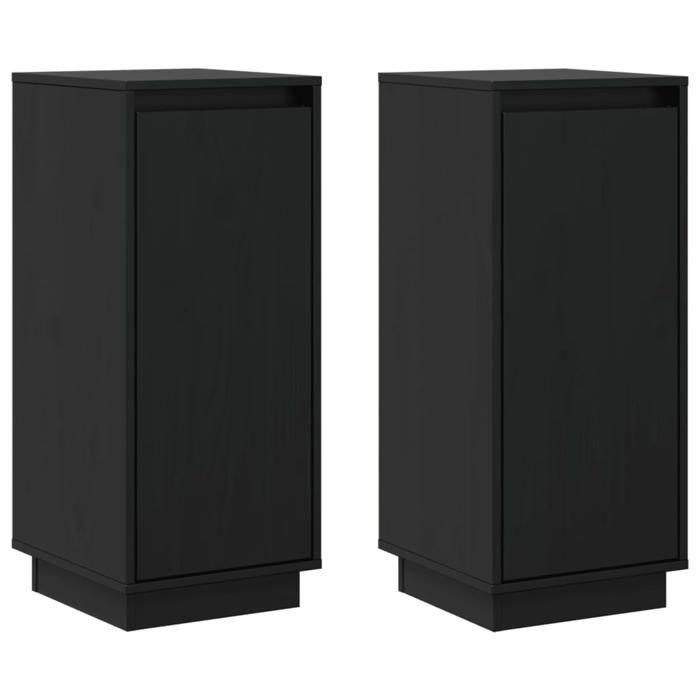 VidaXL Buffets 2 pcs Noir 31,5x34x75 cm Bois massif de pin
