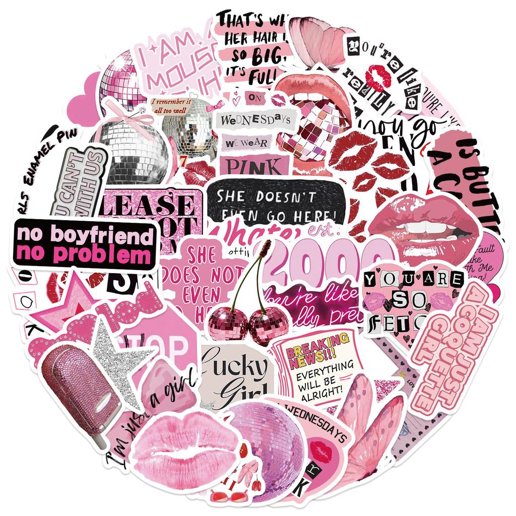 50Pcs Pink Y2K Cartoon Graffiti Stickers - Waterproof Diy Decor For Guitars Notebooks Luggage Animeworlds Store