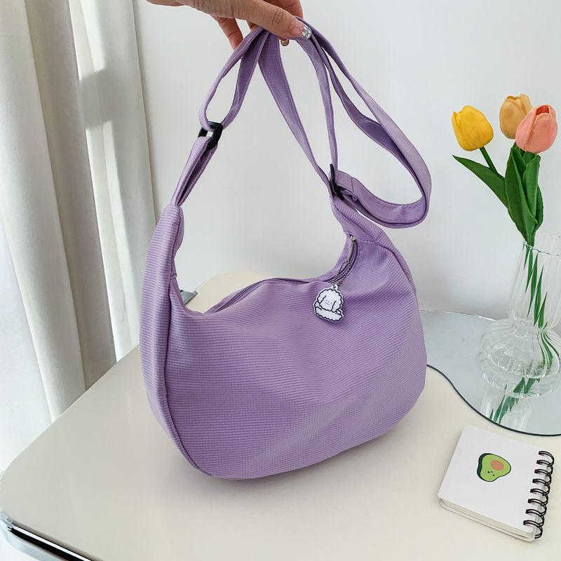 Kleine verse meisjes schoudertas effen kleur grote capaciteit schoudertas eenvoudige mode casual messenger bag dumpling tas
