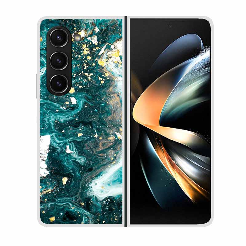 For Samsung Galaxy Z Fold 5 ZFold5 Cases Marble Transparent Shockproof Protection Hard Back Cover For Samsung Z Fold 5 5G Cases
