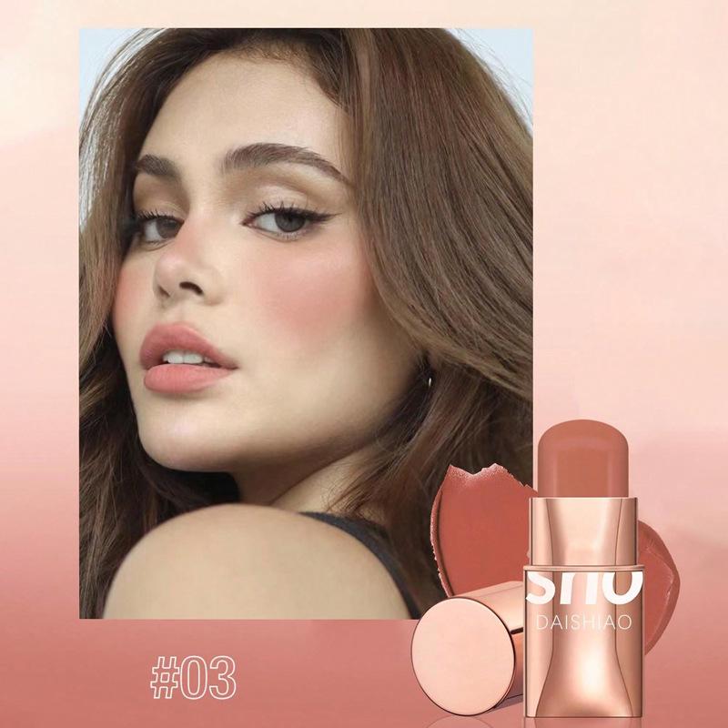 

Перламутровые тени для век и матовый румяна-стик для губ и щек