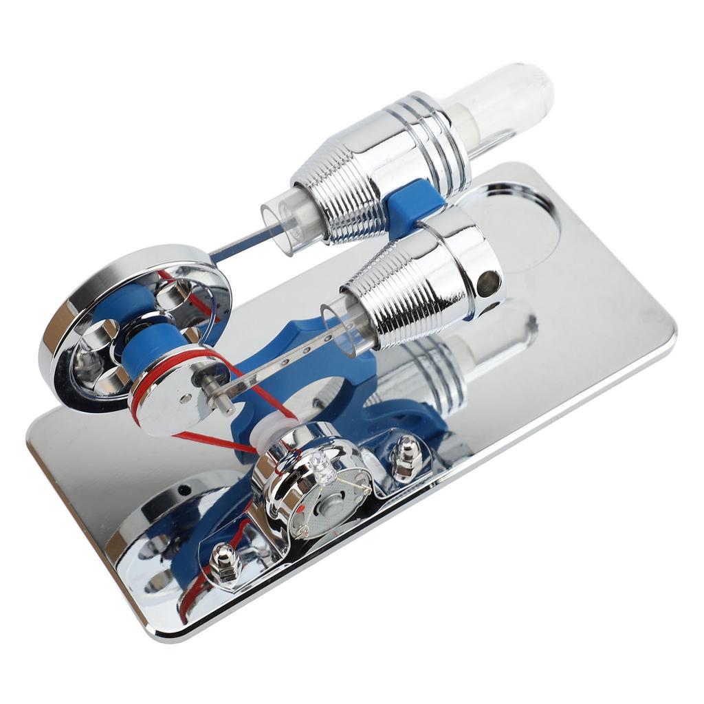 Stirling Engine Motor Model Aluminium Alloy Hot Air Educational Toy Electricity Generator with LED