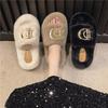 Wear Versatile Warm Winter Slippers Women Outer Velvet Cotton Winter Slippers Thick Bottom Word with Velvet Slippers Women