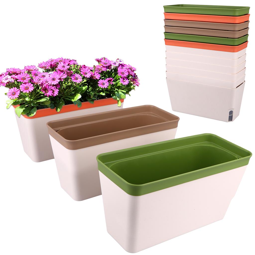 Beautywen 6 Pack Windowsill Herb Planter Box Indoor Windowsill Herb Planter Box Indoor Set, 10.5 Inch Self Watering Planter Pots
