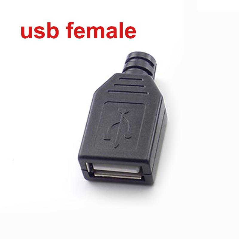 

100 шт. Тип A Мужской Женский USB 4-контактный разъем разъема с черной пластиковой крышкой Тип A DIY наборы usb female